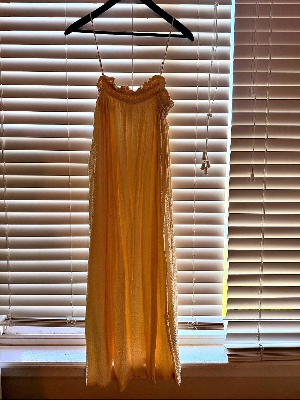 H&M Medium Smocked Seersucker Dress Butter Yellow